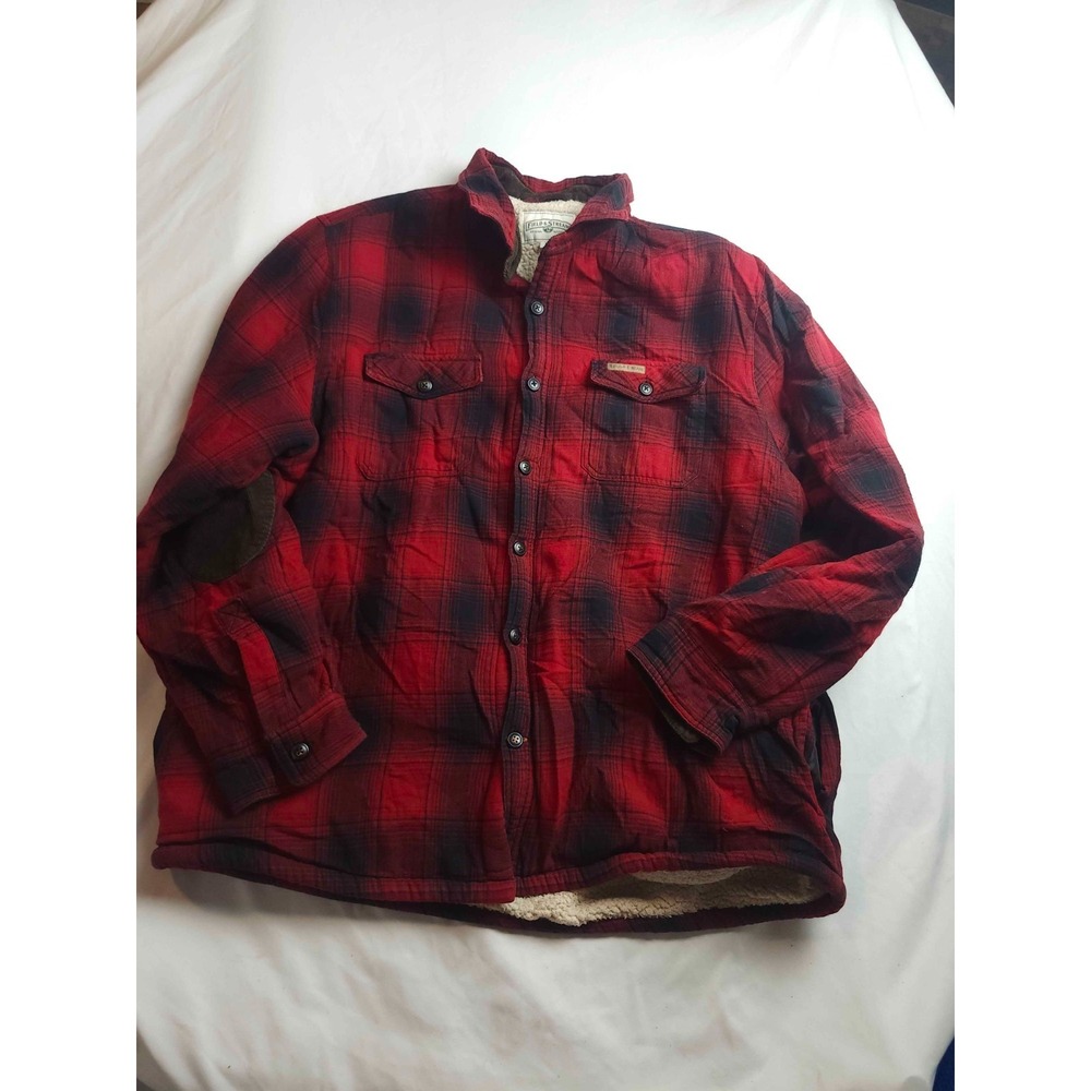 Field And Stream Plaid Shirt Jacket Mens Size XL Red Flannel Shacket Gorpcore